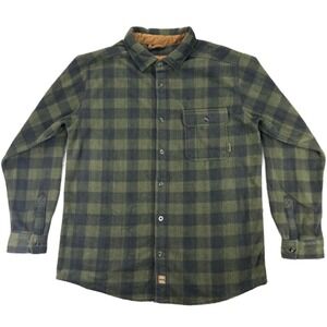 Venado Plaid Fleece Shacket Men's XLT Long Sleeve Button Up Shirt Jacket Green